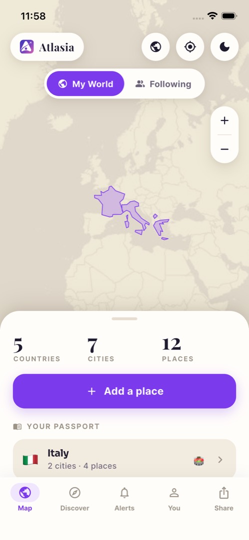 The map in the app